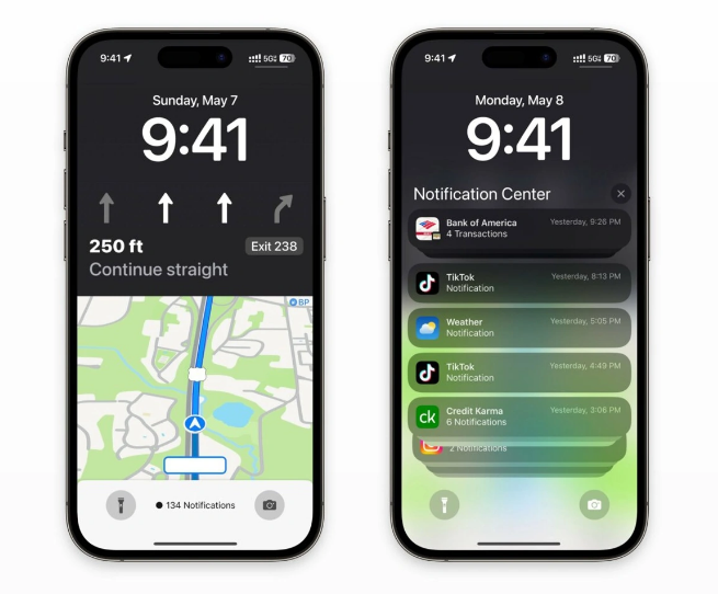 东辽苹果维修服务分享iOS17锁屏地图导航半屏显示长什么样 